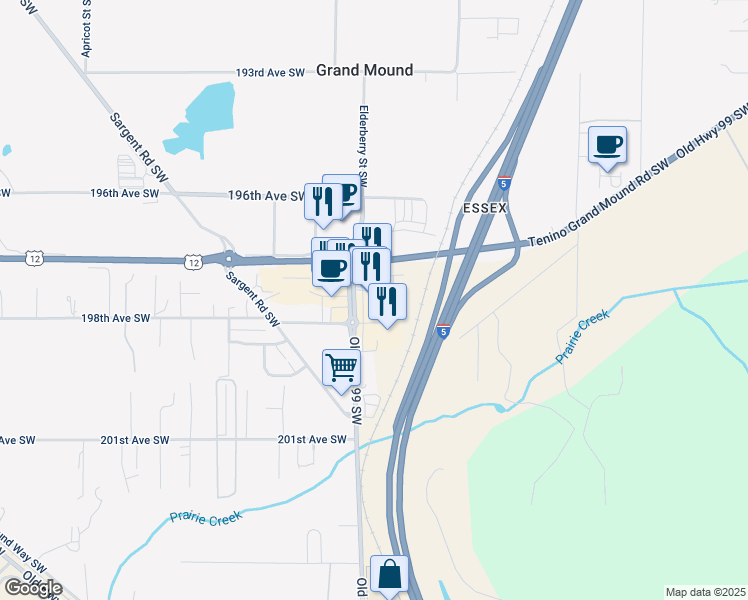 map of restaurants, bars, coffee shops, grocery stores, and more near 19734 Old Highway 99 Southwest in Rochester