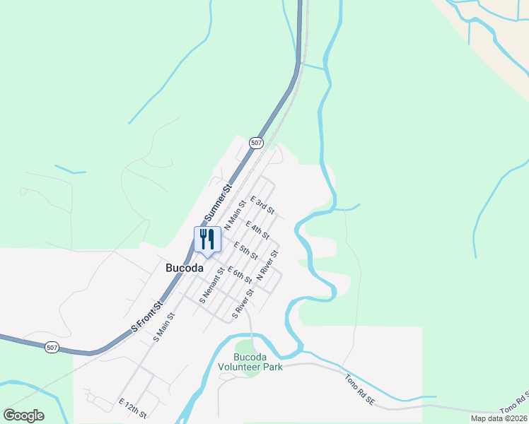 map of restaurants, bars, coffee shops, grocery stores, and more near 312 North Nenant Street in Bucoda