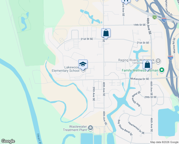 map of restaurants, bars, coffee shops, grocery stores, and more near 4020 McKenzie Drive Southeast in Mandan