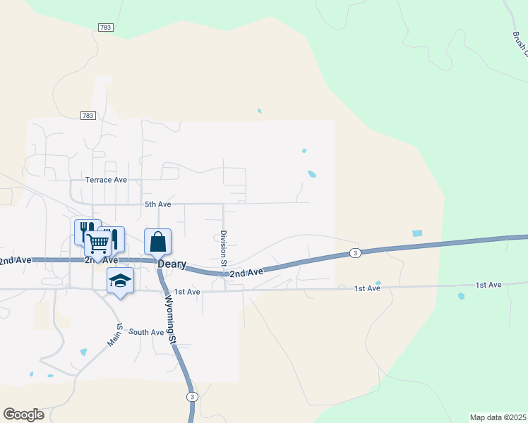 map of restaurants, bars, coffee shops, grocery stores, and more near 900 5th Avenue in Deary