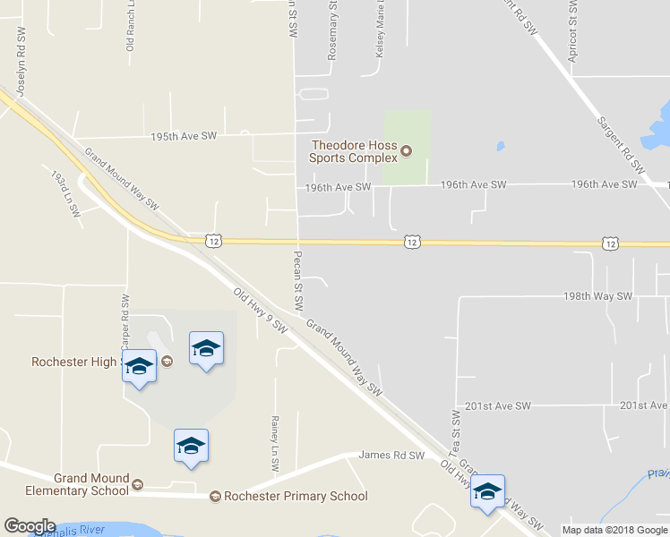 map of restaurants, bars, coffee shops, grocery stores, and more near 19716 Pecan Street Southwest in Rochester