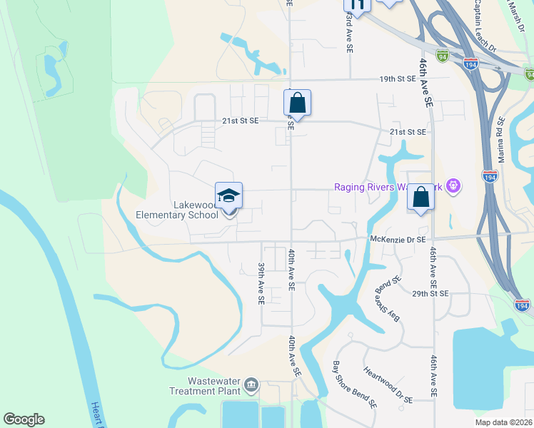 map of restaurants, bars, coffee shops, grocery stores, and more near 4020 McKenzie Drive Southeast in Mandan