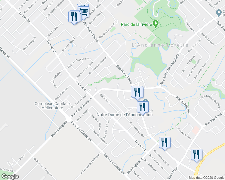 map of restaurants, bars, coffee shops, grocery stores, and more near 1435 Rue Saint Jacques in L'Ancienne-Lorette