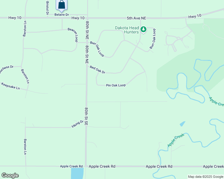 map of restaurants, bars, coffee shops, grocery stores, and more near 8000-8598 4th Avenue Southeast in Bismarck