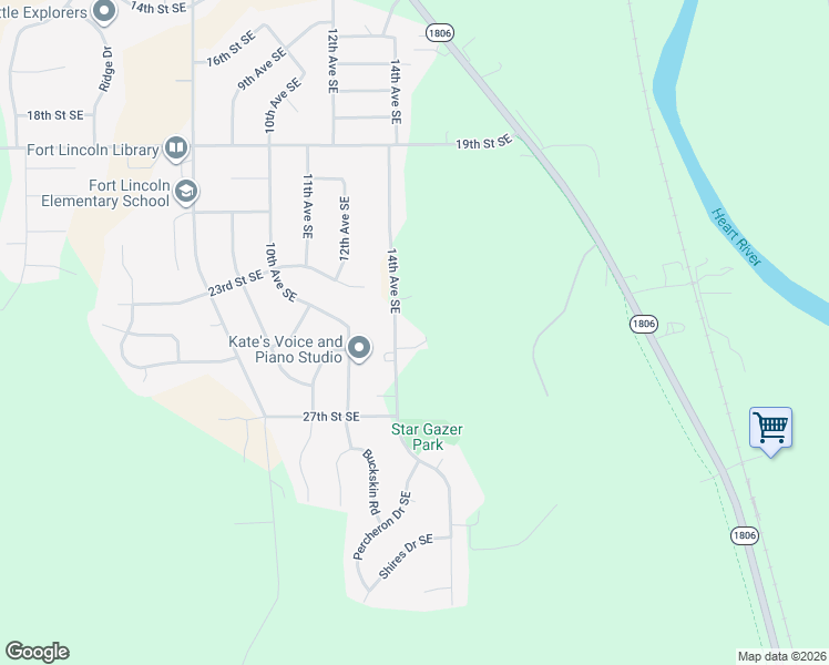 map of restaurants, bars, coffee shops, grocery stores, and more near 2540-2618 14th Avenue Southeast in Mandan