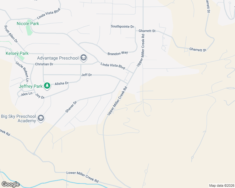 map of restaurants, bars, coffee shops, grocery stores, and more near Upper Miller Creek Road in Missoula