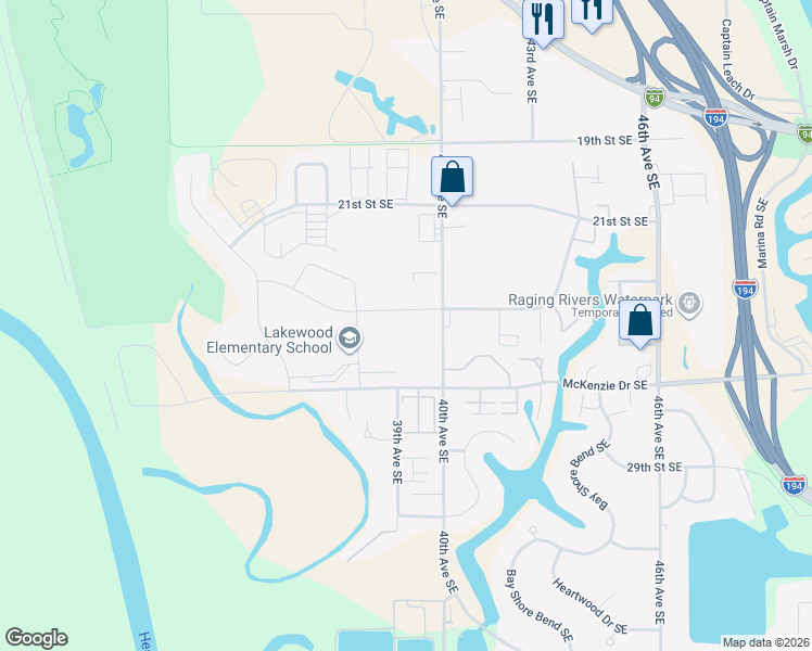 map of restaurants, bars, coffee shops, grocery stores, and more near 4020 McKenzie Drive Southeast in Mandan