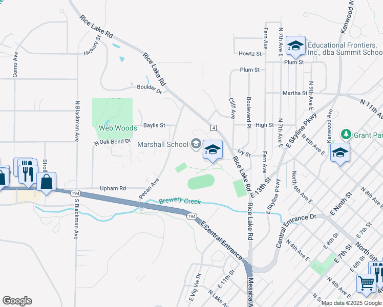 map of restaurants, bars, coffee shops, grocery stores, and more near 318 Pecan Avenue in Duluth