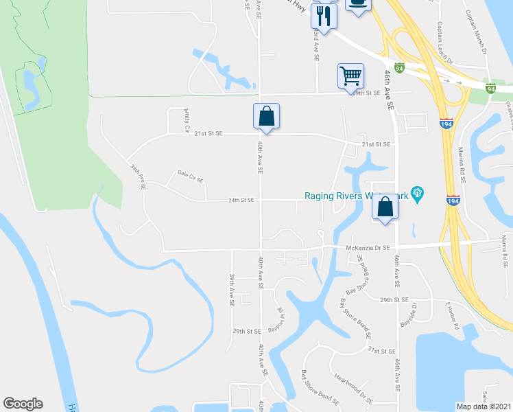 map of restaurants, bars, coffee shops, grocery stores, and more near 2401 40th Avenue Southeast in Mandan