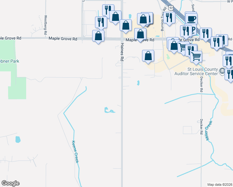 map of restaurants, bars, coffee shops, grocery stores, and more near 4035 C.S.A.H. 91 in Hermantown