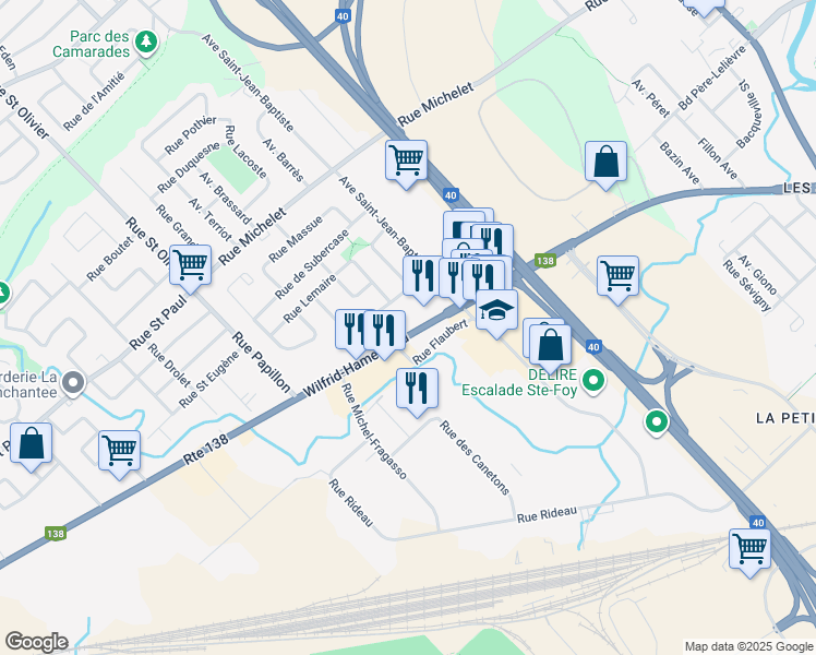 map of restaurants, bars, coffee shops, grocery stores, and more near 278 Route 138 in Saint-Augustin-de-Desmaures