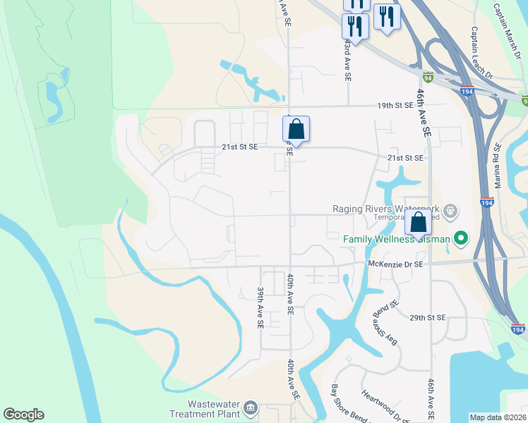 map of restaurants, bars, coffee shops, grocery stores, and more near 3934 24th Street Southeast in Fort Rice