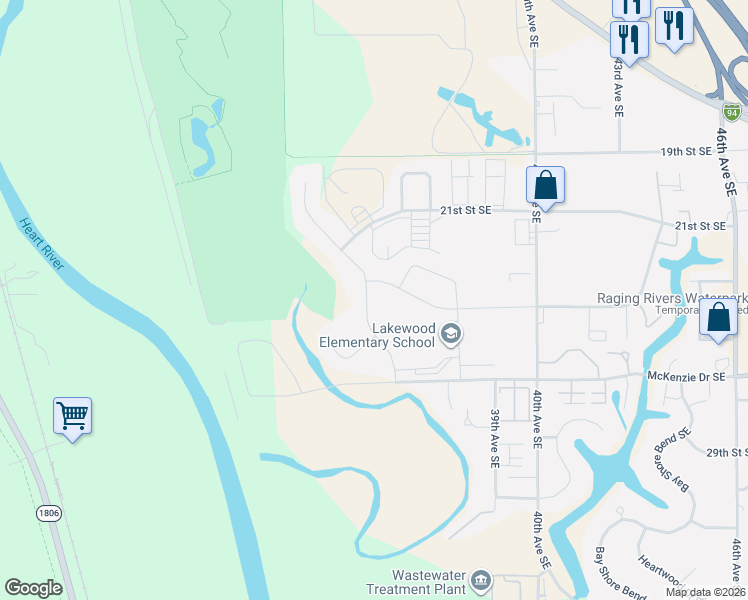 map of restaurants, bars, coffee shops, grocery stores, and more near 2400 34th Avenue Southeast in Mandan