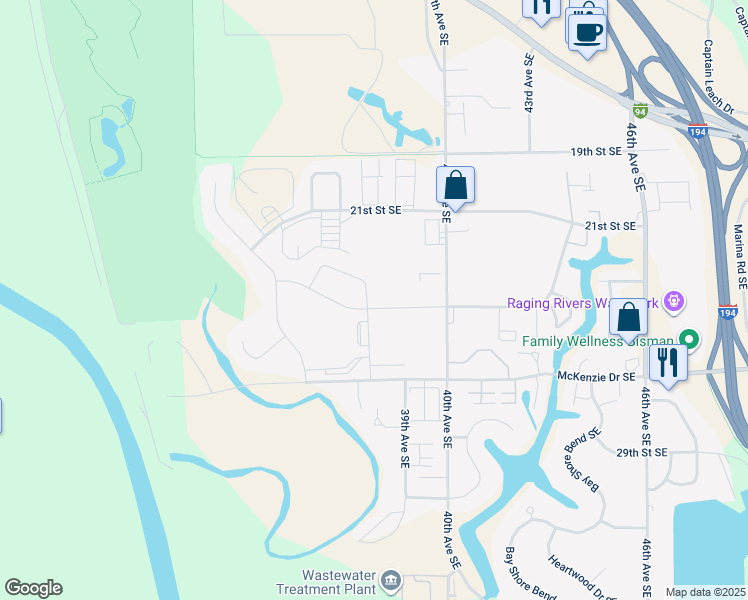map of restaurants, bars, coffee shops, grocery stores, and more near 3812 24th Street Southeast in Mandan