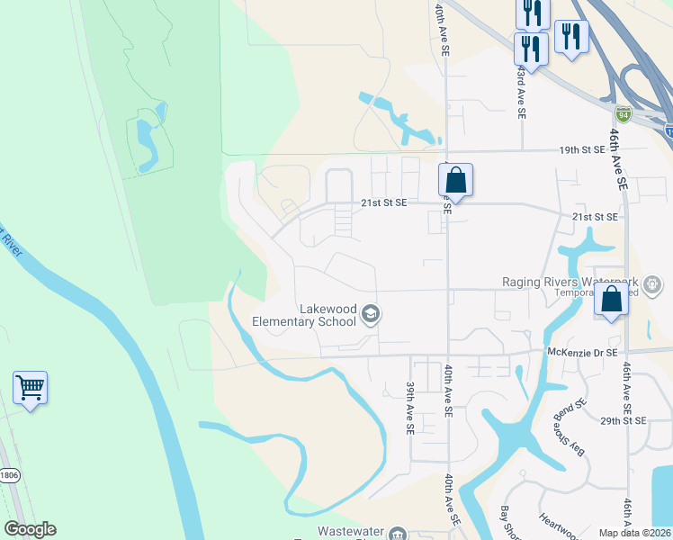 map of restaurants, bars, coffee shops, grocery stores, and more near 3704 24th Street Southeast in Mandan