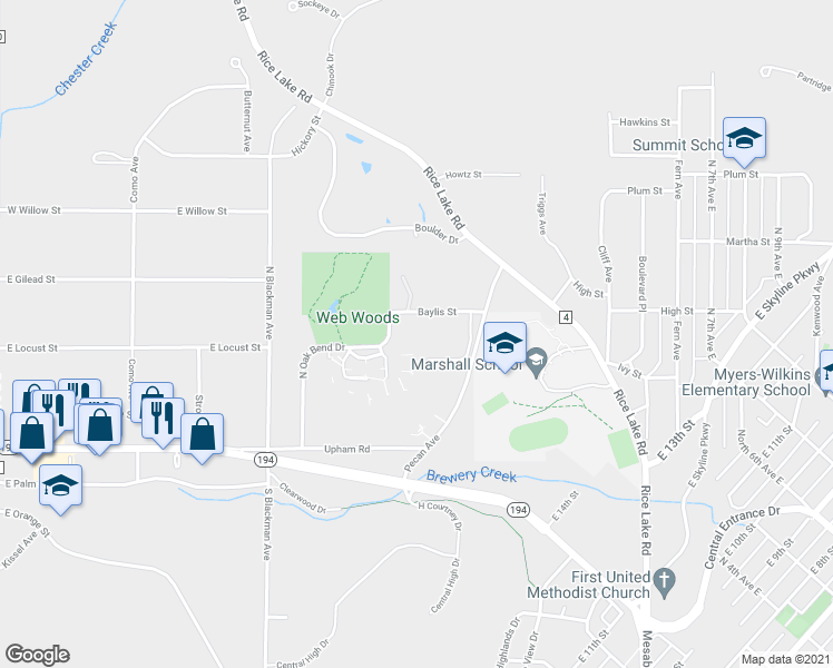 map of restaurants, bars, coffee shops, grocery stores, and more near 610 North Oak Bend Drive in Duluth