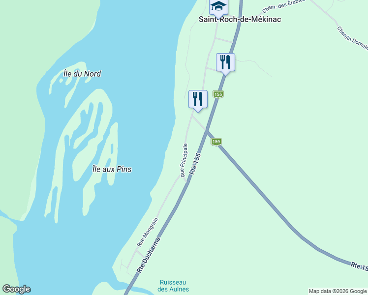 map of restaurants, bars, coffee shops, grocery stores, and more near 961 Rue Principale in Saint-Roch-De-Mã©Kinac