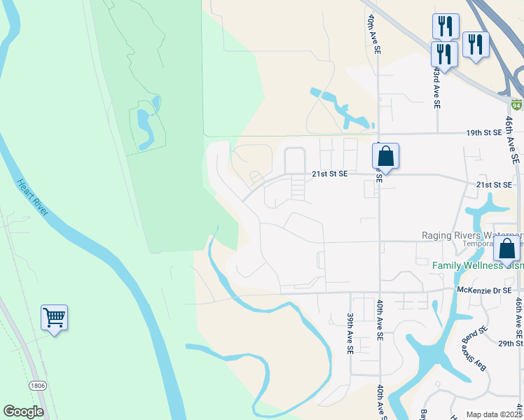 map of restaurants, bars, coffee shops, grocery stores, and more near 2214 34th Avenue Southeast in Mandan