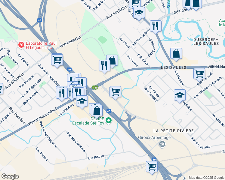 map of restaurants, bars, coffee shops, grocery stores, and more near 4655-4717 Boulevard Wilfrid-Hamel in Quebec