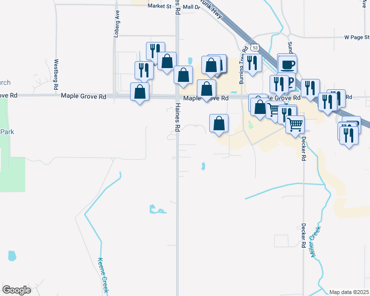 map of restaurants, bars, coffee shops, grocery stores, and more near 4056 Haines Road in Duluth