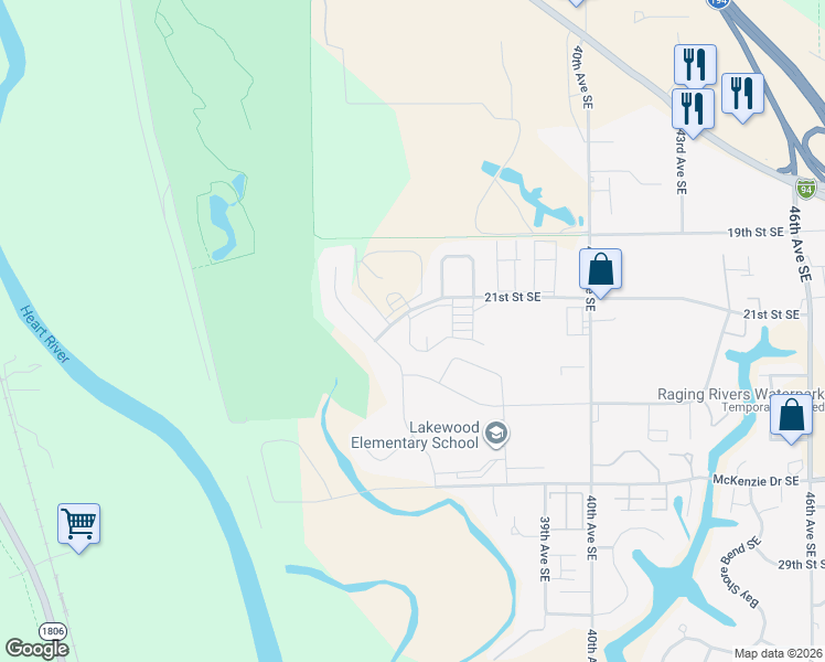 map of restaurants, bars, coffee shops, grocery stores, and more near 2214 34th Avenue Southeast in Mandan