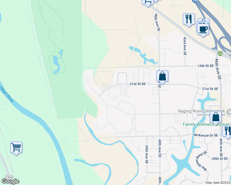 map of restaurants, bars, coffee shops, grocery stores, and more near 2214 34th Avenue Southeast in Mandan