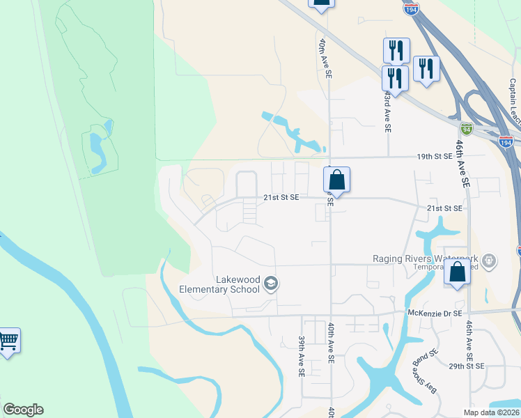 map of restaurants, bars, coffee shops, grocery stores, and more near 3601 21st Street Southeast in Mandan