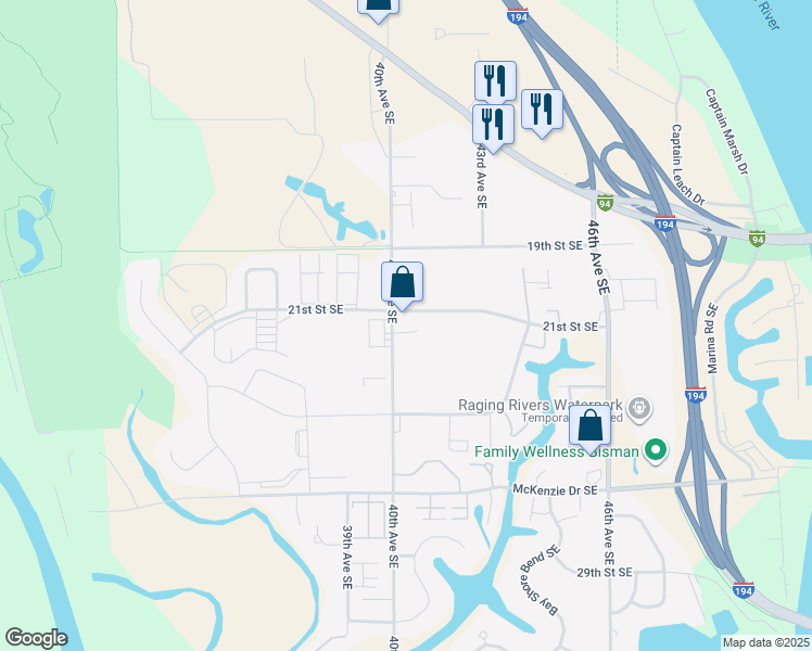 map of restaurants, bars, coffee shops, grocery stores, and more near 4101 21st Street Southeast in Mandan
