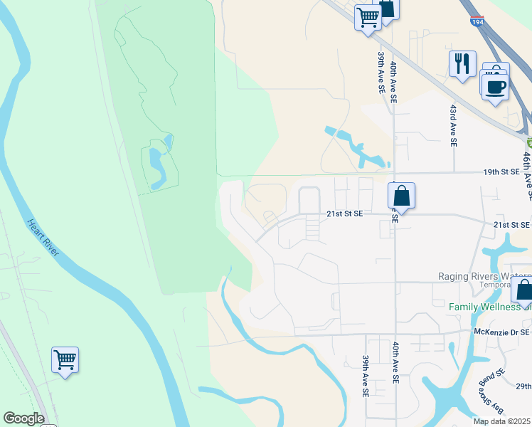 map of restaurants, bars, coffee shops, grocery stores, and more near 3500 21st Street Southeast in Mandan