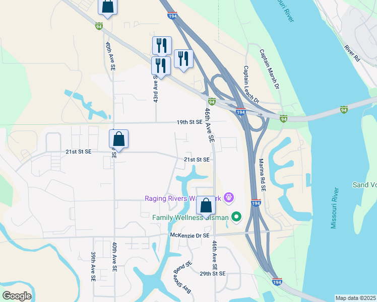 map of restaurants, bars, coffee shops, grocery stores, and more near 4440 Sundancer Loop in Mandan