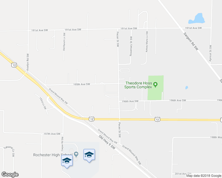 map of restaurants, bars, coffee shops, grocery stores, and more near 7321 195th Avenue Southwest in Rochester