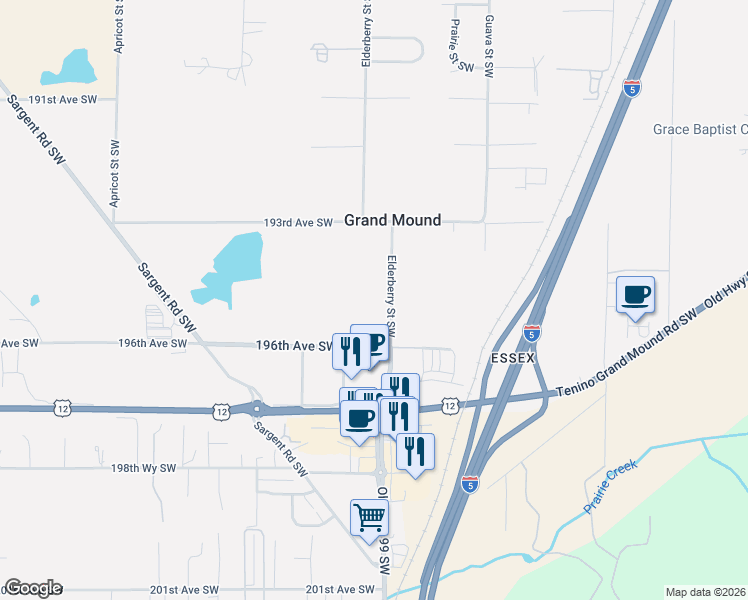 map of restaurants, bars, coffee shops, grocery stores, and more near 19328 Elderberry Street Southwest in Rochester