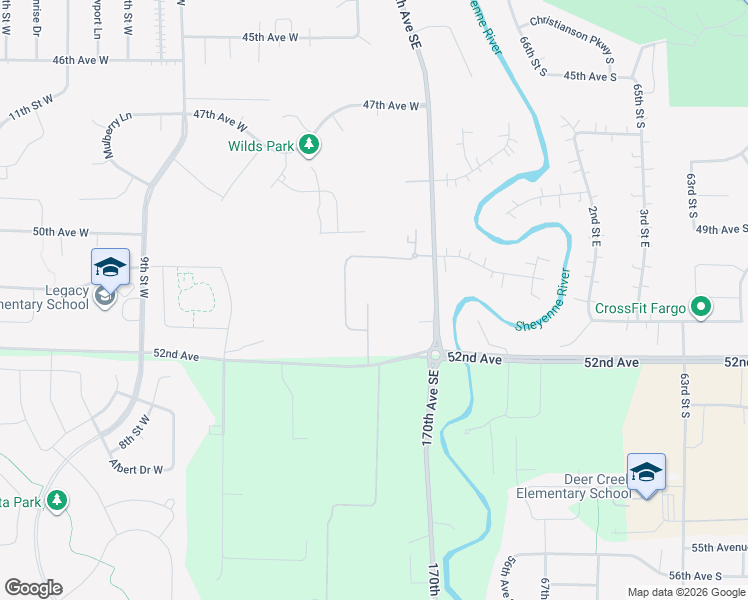 map of restaurants, bars, coffee shops, grocery stores, and more near 320 52nd Avenue West in West Fargo