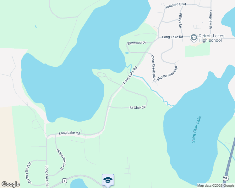 map of restaurants, bars, coffee shops, grocery stores, and more near 16099 Long Lake Road in Detroit Lakes