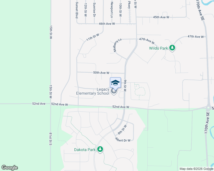 map of restaurants, bars, coffee shops, grocery stores, and more near 7843-7899 52nd Avenue West in West Fargo