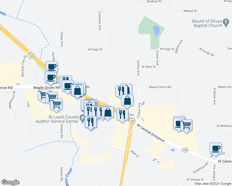 map of restaurants, bars, coffee shops, grocery stores, and more near 1408 Cottonwood Avenue in Duluth