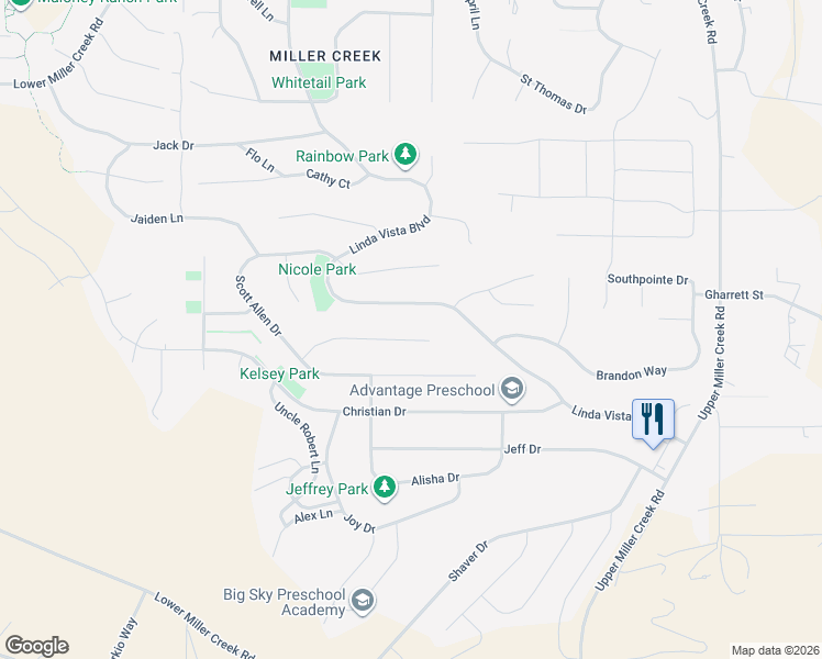 map of restaurants, bars, coffee shops, grocery stores, and more near 6777 Linda Vista Boulevard in Missoula