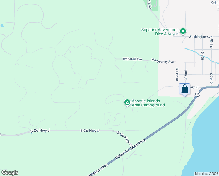 map of restaurants, bars, coffee shops, grocery stores, and more near 85245 Apple Hill Road in Bayfield