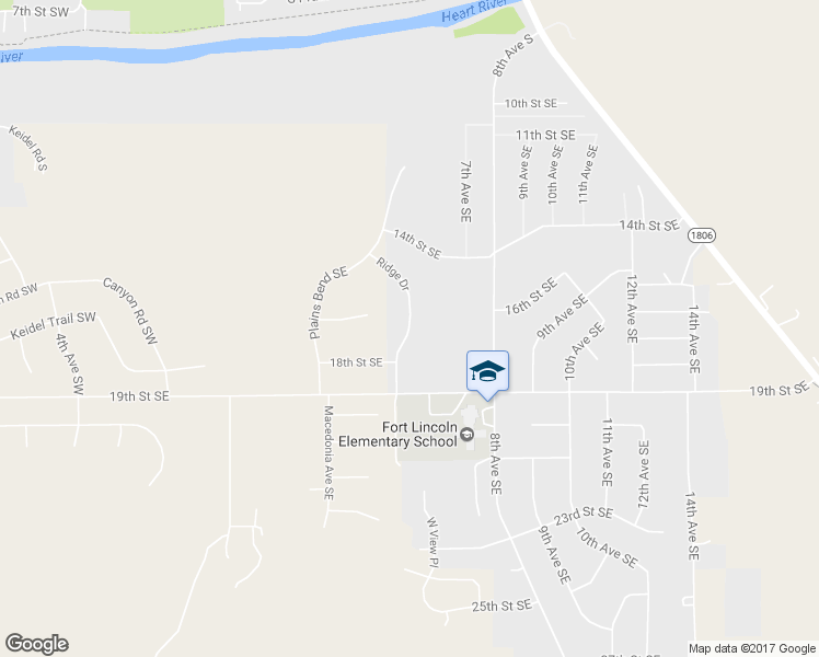 map of restaurants, bars, coffee shops, grocery stores, and more near Ridge Drive in Mandan