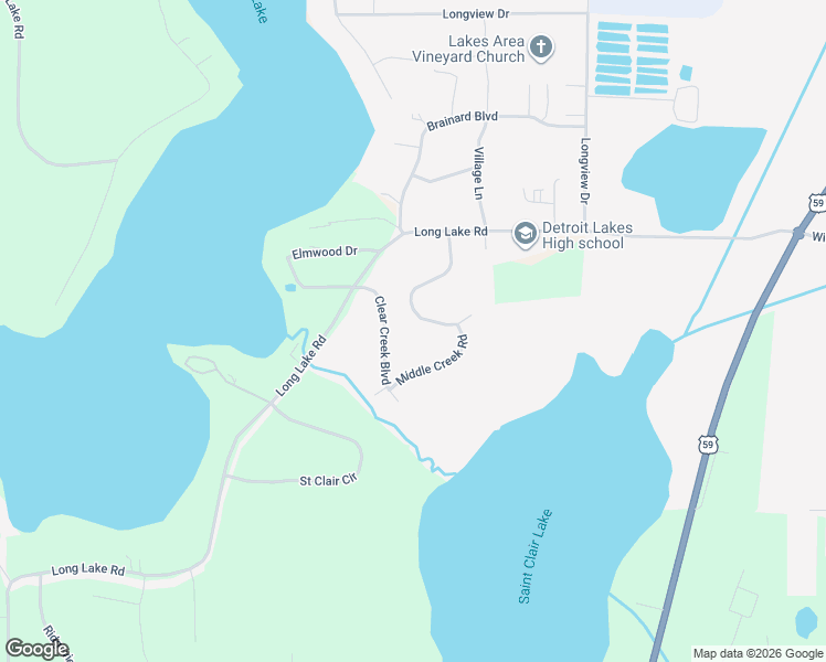 map of restaurants, bars, coffee shops, grocery stores, and more near 1924 Clear Creek Boulevard in Detroit Lakes