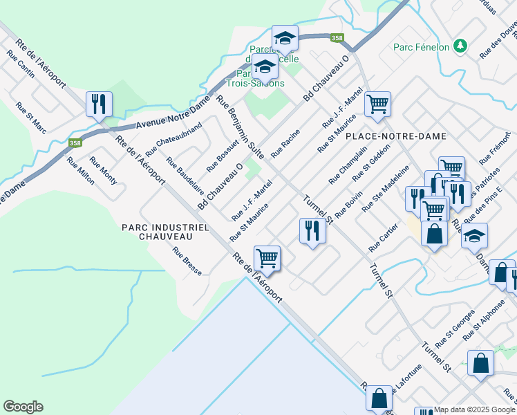 map of restaurants, bars, coffee shops, grocery stores, and more near 1532 Rue du Haut Saint Maurice in Québec