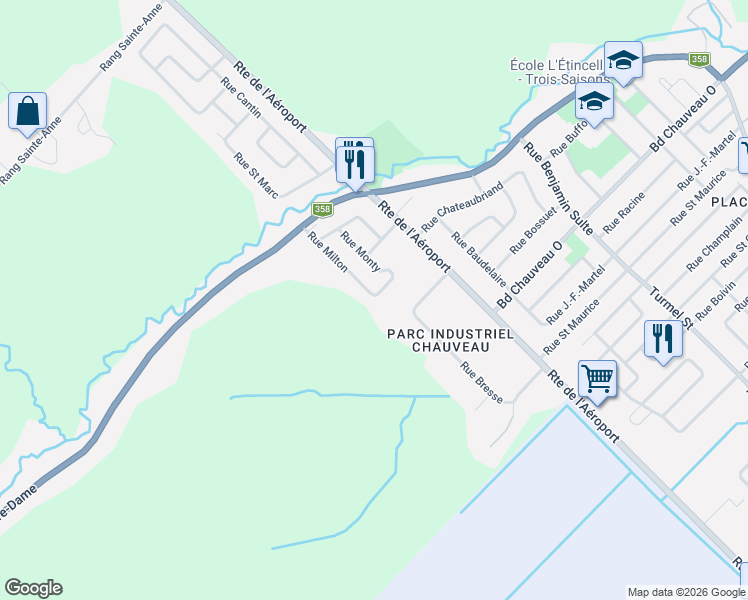map of restaurants, bars, coffee shops, grocery stores, and more near 1478 Rue Milton in Québec