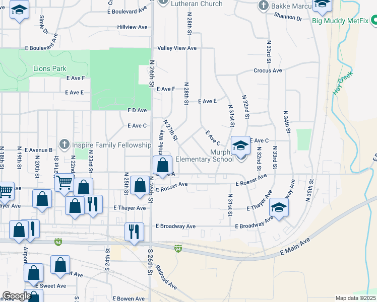 map of restaurants, bars, coffee shops, grocery stores, and more near 535 Gary Avenue in Bismarck
