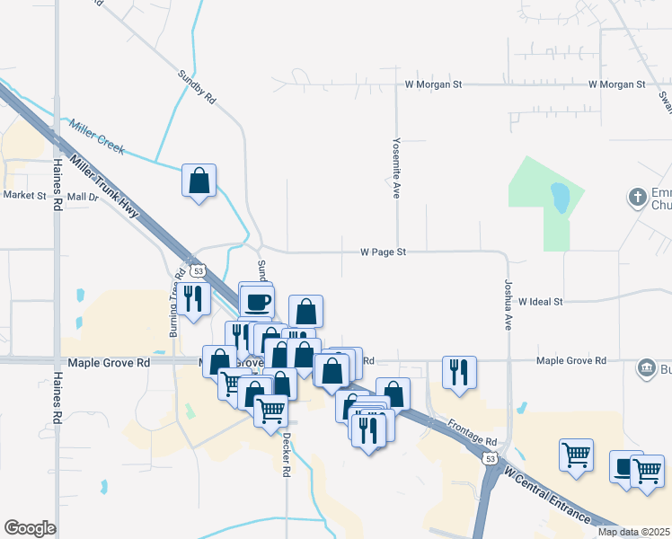 map of restaurants, bars, coffee shops, grocery stores, and more near 1309 Holland Avenue in Duluth