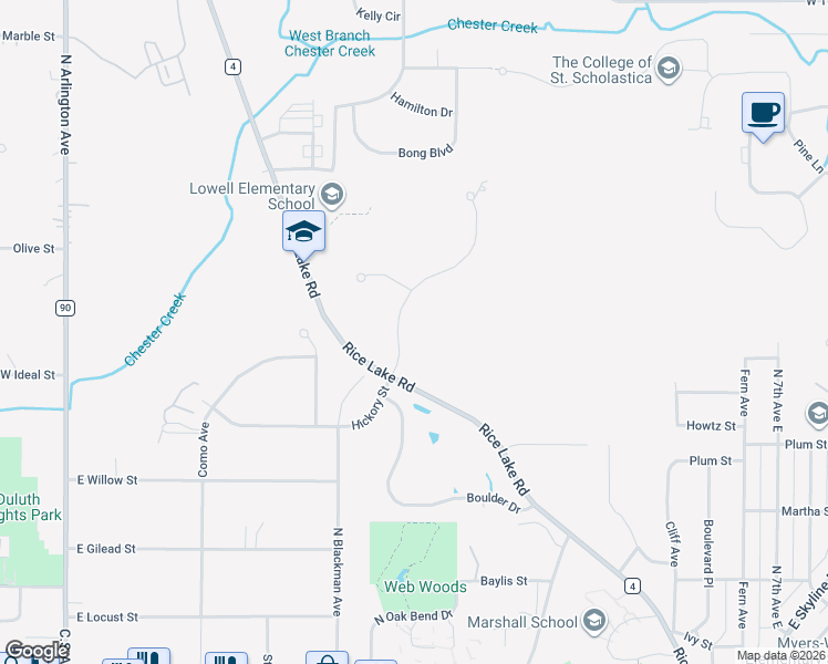 map of restaurants, bars, coffee shops, grocery stores, and more near 1804 Chinook Drive in Duluth
