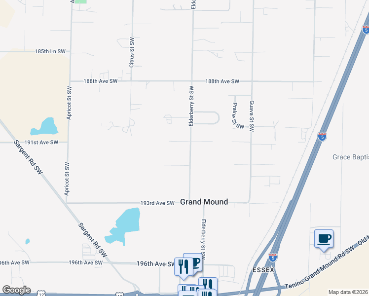 map of restaurants, bars, coffee shops, grocery stores, and more near 19027 Elderberry Street Southwest in Rochester