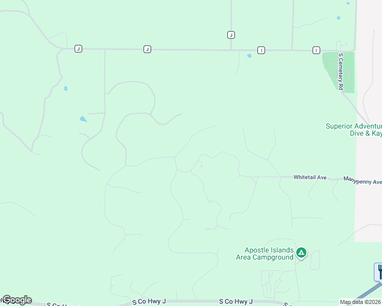 map of restaurants, bars, coffee shops, grocery stores, and more near 85635 Eagle Run in Bayfield
