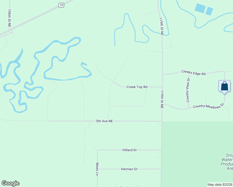 map of restaurants, bars, coffee shops, grocery stores, and more near Creek Top Road in Bismarck