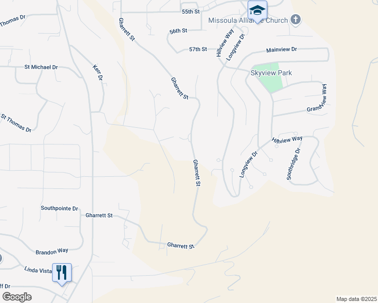 map of restaurants, bars, coffee shops, grocery stores, and more near 6195 Gharrett St in Missoula