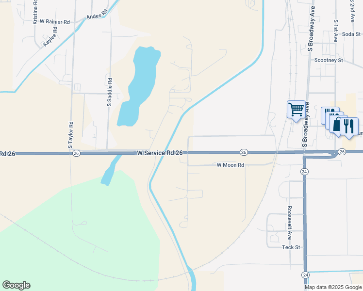 map of restaurants, bars, coffee shops, grocery stores, and more near West Moon Street in Othello